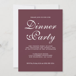 Invitación Moda simple caligrafía Borgoña Fiesta de cena