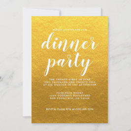 Invitación Moda simple caligrafía clásica Fiesta de cena dora