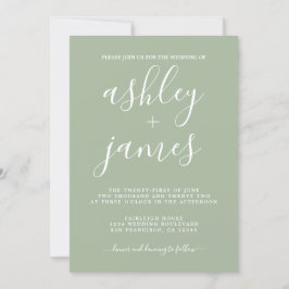 Invitación Moda simple caligrafía Laurel Green Boda