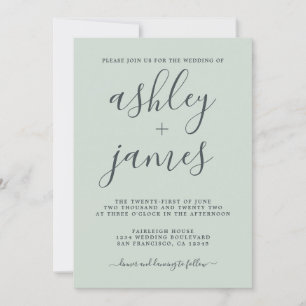 Invitación Moda simple caligrafía Pastel Boda Verde