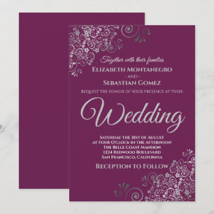 Invitación Moda simple Cassis Boda púrpura
