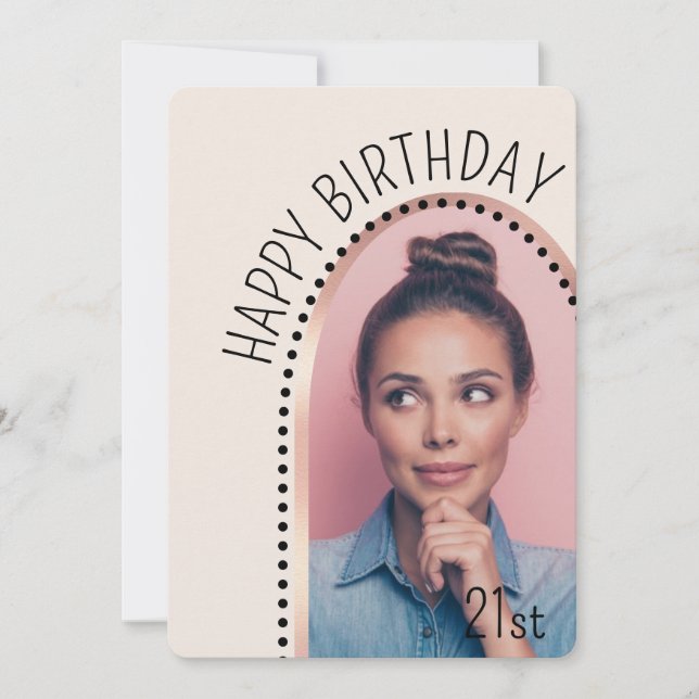 Invitación Moda simple Cualquier edad Rosa de cumpleaños Foto (Anverso)