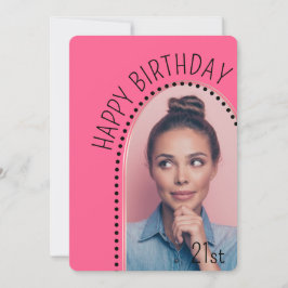 Invitación Moda simple Cualquier edad Rosa de cumpleaños Foto