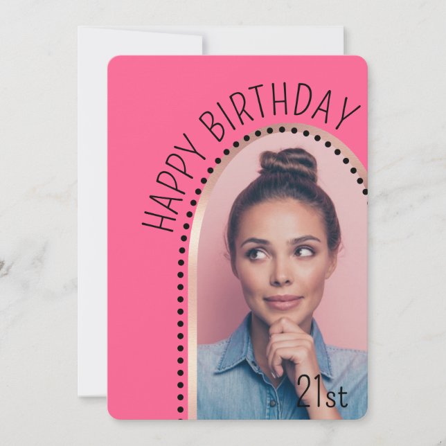 Invitación Moda simple Cualquier edad Rosa de cumpleaños Foto (Anverso)
