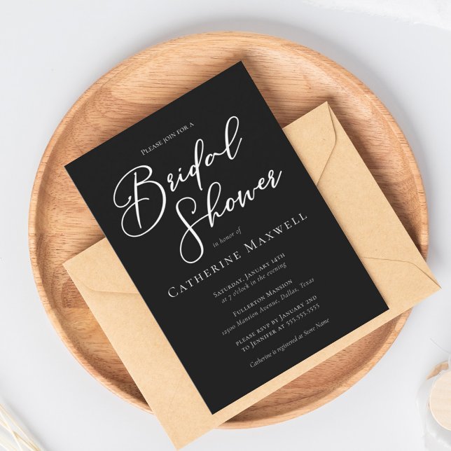 Invitación Moda simple de tipografía blanca negra en ducha de (Subido por el creador)