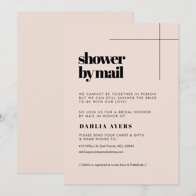 Invitación Moda simple ducha de novia por correo (Anverso / Reverso)