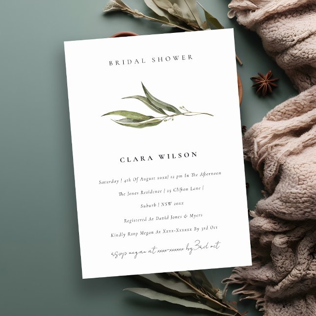 Invitación Moda Simple Eucalyptus Ducha Botánica Bridal (Subido por el creador)