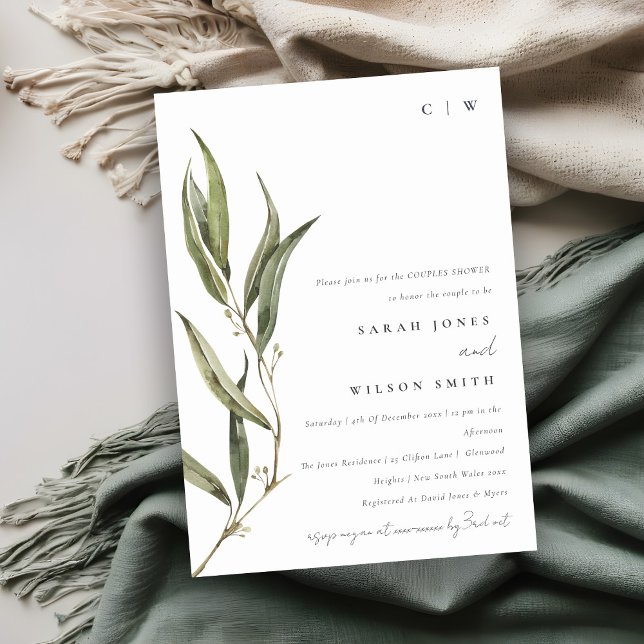 Invitación Moda Simple Eucalyptus Parejas Botánicas Ducha (Subido por el creador)