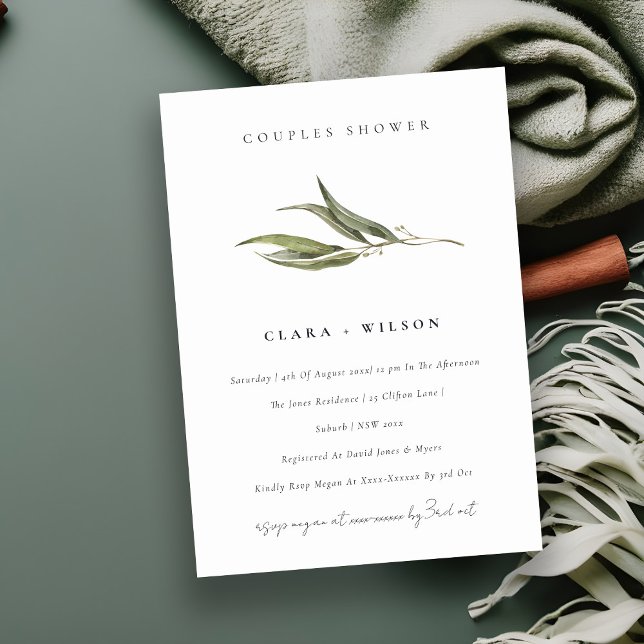 Invitación Moda Simple Eucalyptus Parejas Botánicas Ducha (Subido por el creador)