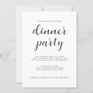 Invitación Moda simple guión Fiesta de cena blanca
