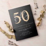 Invitación Moda Simple Minimalista Oro Negro 50 cumpleaños<br><div class="desc">Moda Simple Minimalista Oro Negro Invitación a los 50 Años</div>