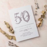 Invitación Moda Simple Minimalista Pluma Púrpura 50 cumpleaño<br><div class="desc">Moda Simple Minimalista Pluma Púrpura 50 Invitación por cumpleaños</div>