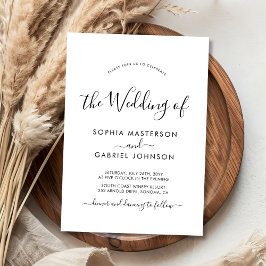 Invitación Moda Simple Modern Caligraphy Script Boda