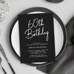 Invitación Moda simple moderna 60 cumpleaños<br><div class="desc">Simple Moda Moderno 60 cumpleaños. Presenta un guión elegante de caligrafía y un diseño de tipografía minimalista.</div>