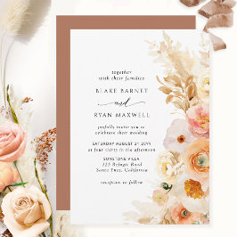 Invitación Moda Simple Peach Rubor Cream Terracotta Boda