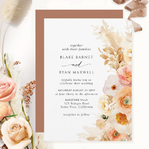 Invitación Moda Simple Peach Rubor Cream Terracotta Boda