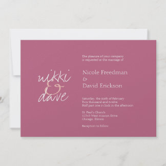 Invitación Moda simple shimmer elegancia rhubarb boda rosa