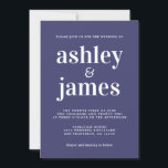Invitación Moda simple Typografía Boda azul de la Marina<br><div class="desc">La invitación a la boda, sencilla y de moda, presenta una tipografía blanca, elegante y moderna con un fondo azul marino. Simplemente agregue los detalles de su boda. Diseñado exclusivamente para usted por Happy Dolphin Studio. Si necesita ayuda o productos coincidentes, póngase en contacto con nosotros en happydolphinstudio@outlook.com. ¡Estamos encantados...</div>