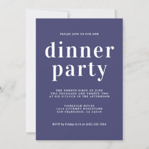 Invitación Moda simple Typografía Marina Fiesta de cena azul