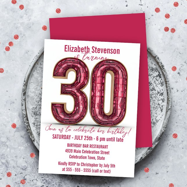 Invitación Moda Sparkling Crystal Pink y Gold 30 cumpleaños (Subido por el creador)