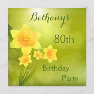 Invitación Moda Spring Daffodils Bokeh 80th Birthday Party