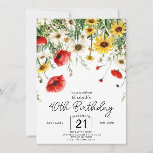 Invitación Moda Spring Wildflowers 40 cumpleaños