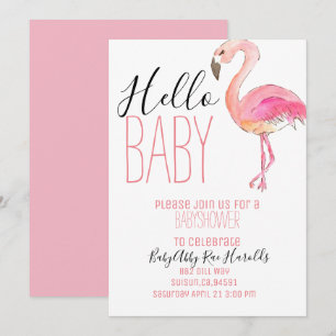 Invitación Moda suave flamingo chica ducha de bebé invitados