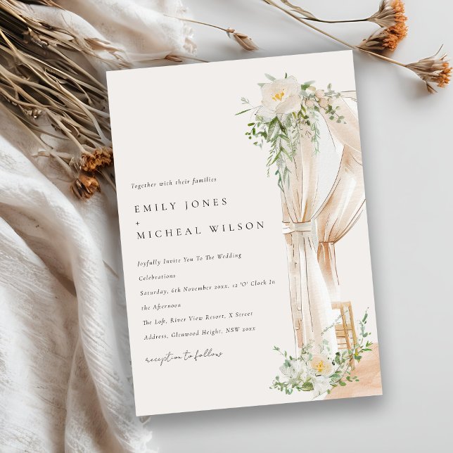 Invitación Moda suave Rubor Floral Canopy Boda botánico (Subido por el creador)