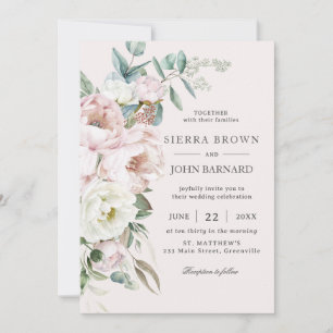 Invitación Moda suave Rubor rosa marfil-Boda floral