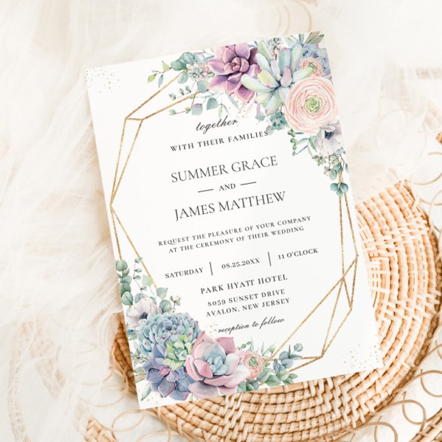 Invitación Moda Suculentos Boda geométrico de la vegetación f (Subido por el creador)