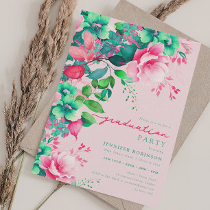 Invitación Moda Summer Garden Fiesta de Graduación Floral Rub