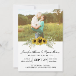 Invitación Moda Sunflower acuarela y Boda de fotos