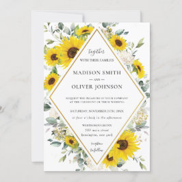 Invitación Moda Sunflower Floral Greenery Geométrico Boda