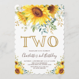 Invitación Moda Sunflower Jardín Floral Verdor 2 cumpleaños