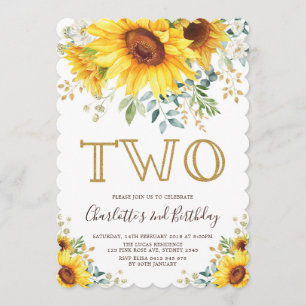 Invitación Moda Sunflower Jardín Floral Verdor 2 cumpleaños