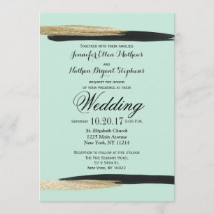 Invitación Moda Swanky Faux Gold and Black Brusstrots