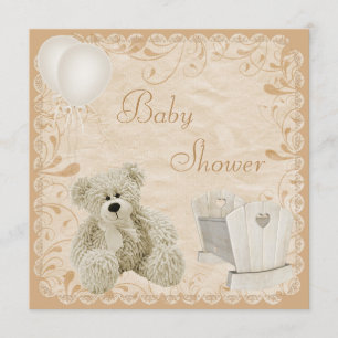 Invitación Moda Teddy & Crib Neutral Baby Shower