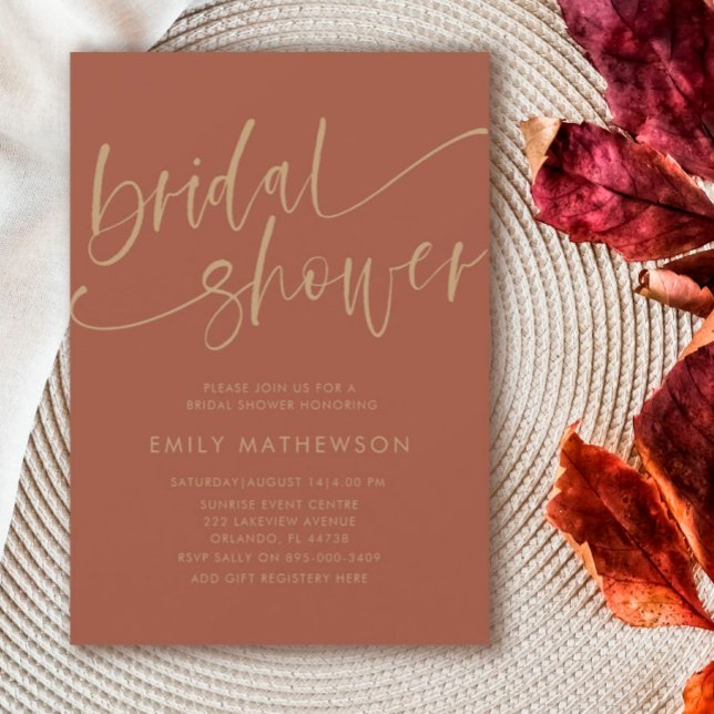 Invitación Moda Terracota & Gold Caligraphy Shower (Subido por el creador)