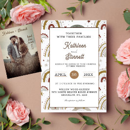 Invitación Moda Terracota Negrita Brillante Boho boda arcoiri