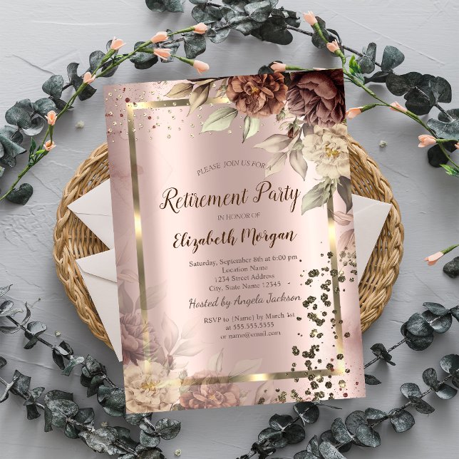 Invitación Moda Terracotta Diamonds Confetti Retirement (Subido por el creador)