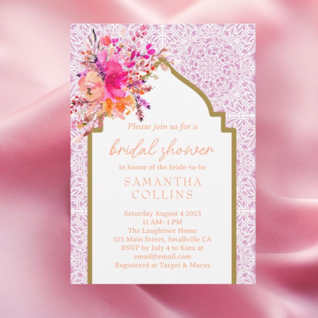 Invitación Moda Tile Mediterráneo Lilac acuarela Floral (Subido por el creador)