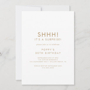 Invitación Moda Tipografía de Oro Fiesta sorpresa