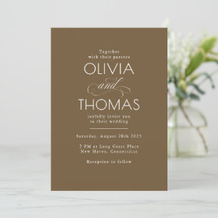 Invitación Moda Tipografía Minimalista moderna Boda marrón
