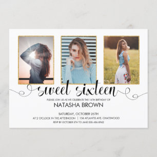 Invitación Moda Tipografía Moderna Foto de 16 Fiestas Dulce