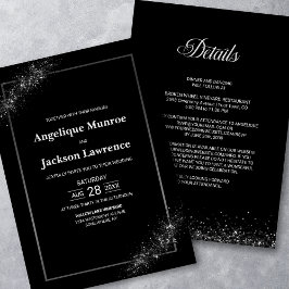 Invitación Moda Todo En Un Boda Purpurina Negro