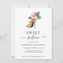 Invitación Moda Toros de oro Floral Dulce 16 Cumpleaños
