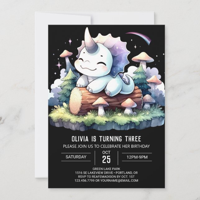 Invitación Moda Triceratops moderno Cumpleaños (Anverso)