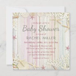 Invitación Moda Tropical Beach Baby Shower moderna de conchas