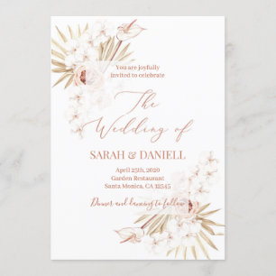 Invitación moda tropical boda floral