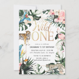 Invitación Moda tropical | Fiesta de cumpleaños de Gold Wild